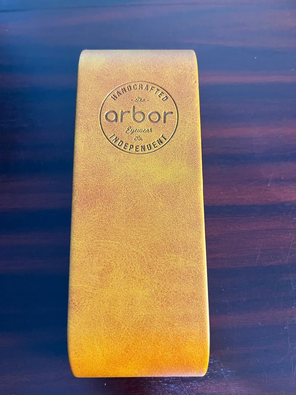 The Arbor Eyewear Glasses Case Tan Faux Leather Preppy Minimalist Travel